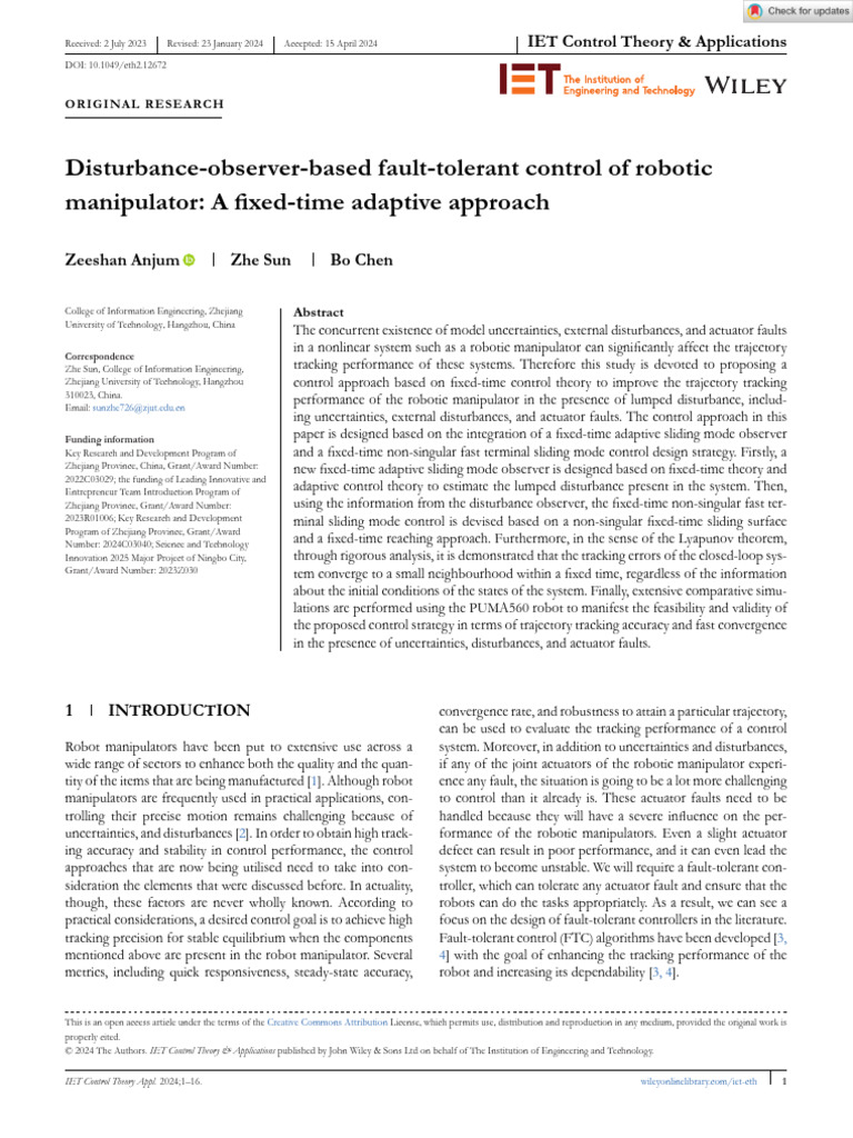 Fault-Tolerant Control for Robotics | PDF | Control Theory | Stability ...
