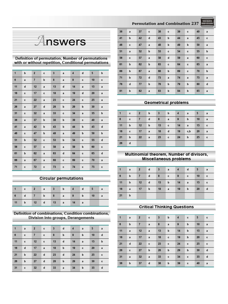 6.2 Permutations and Combinations Questions Part 2 | PDF | Mathematics ...