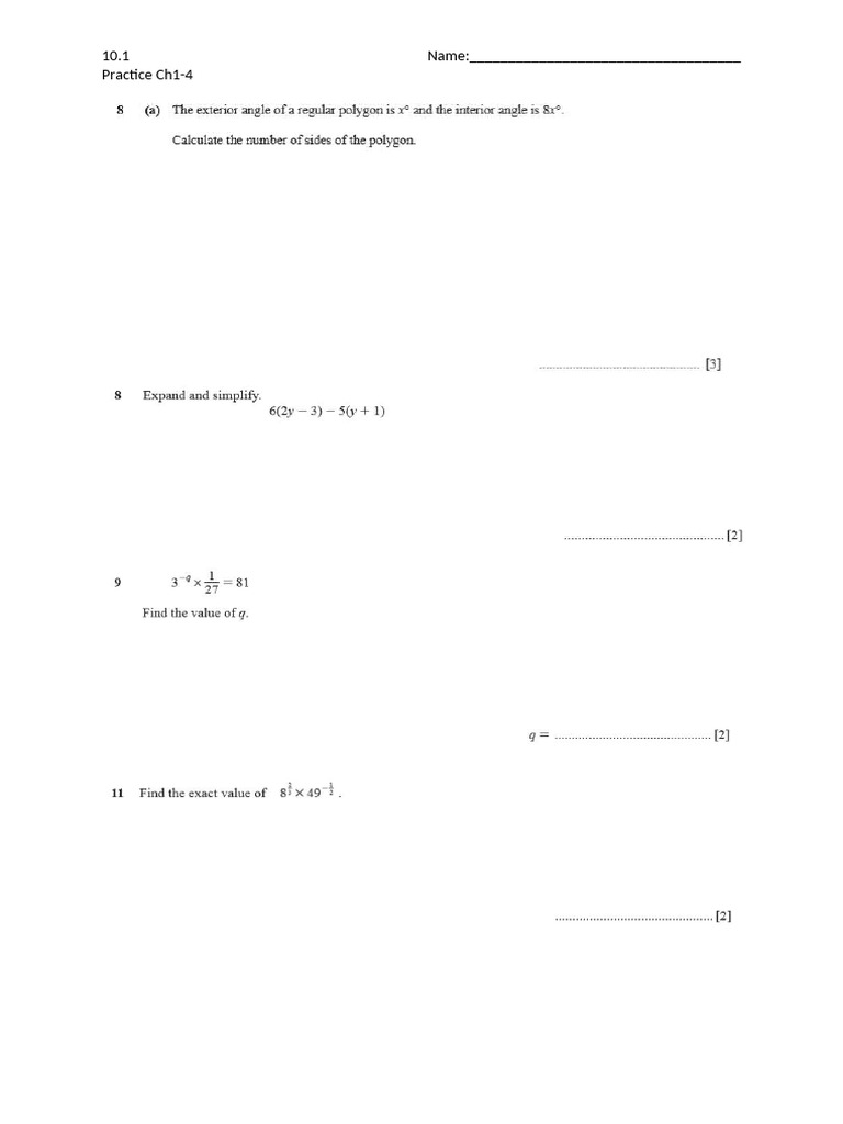 Practice 1-4 QP | PDF