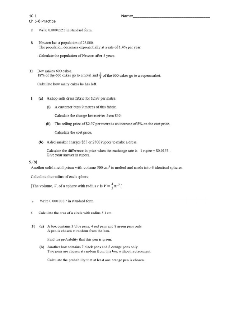 Practice 5-8 QP | PDF