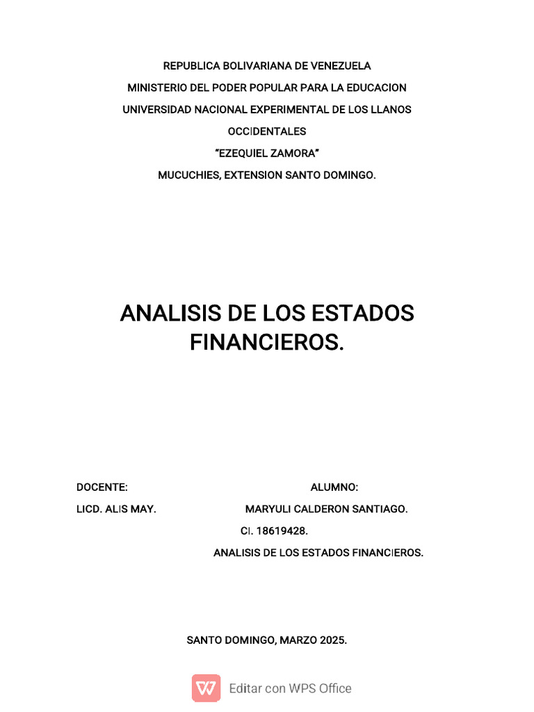 Analisis de Los Estados Financieros | PDF | Estado financiero ...
