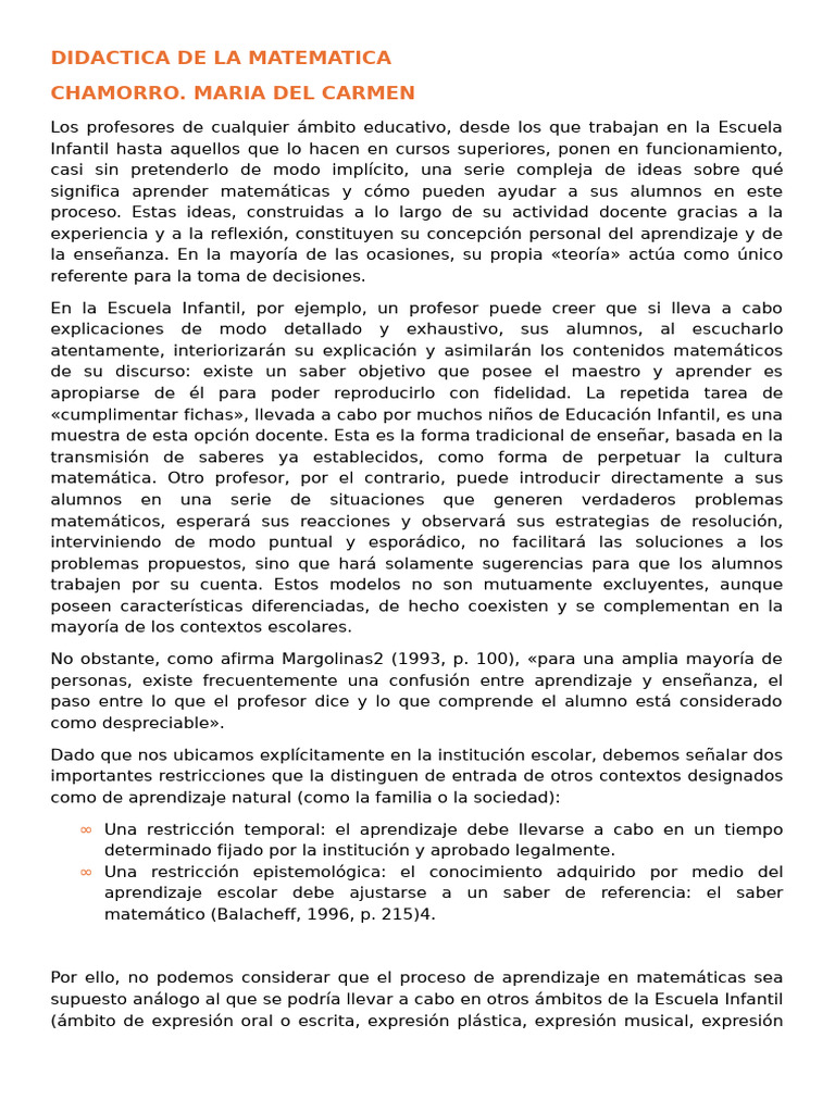 Didactica de La Matematica Inicio | PDF | Aprendizaje | Maestros