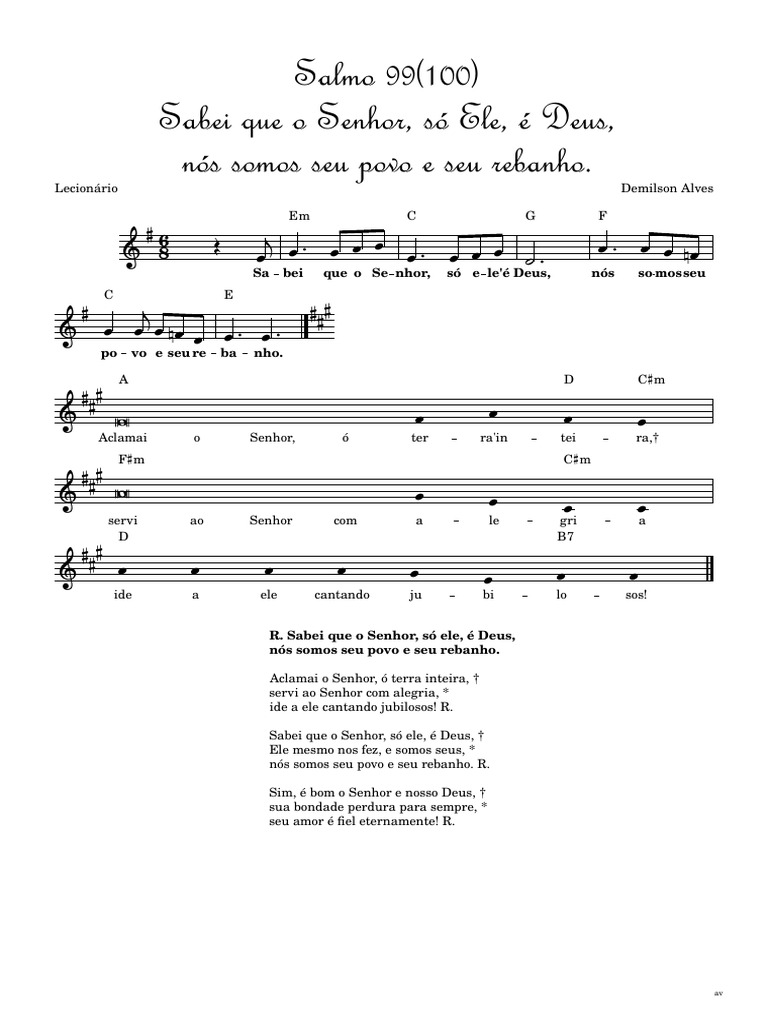 Salmo 99: Sabei que Ele é Deus | PDF