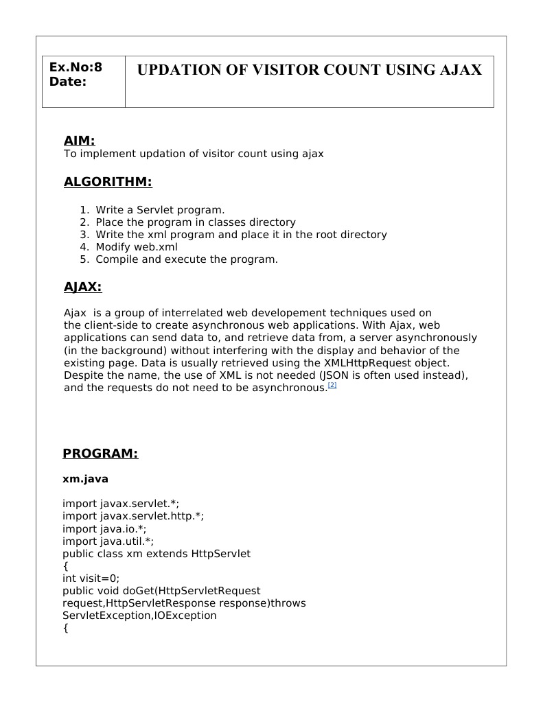 AJAX Visitor Count Implementation Guide | PDF