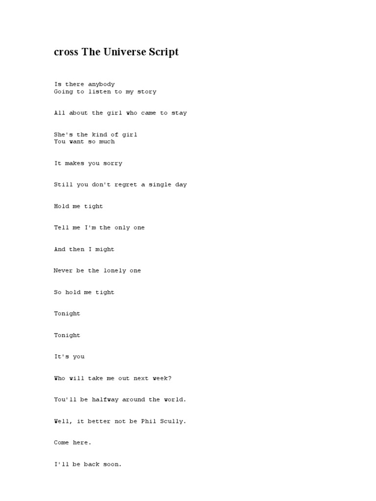 Across The Universe Script | PDF | Martin Luther King Jr.