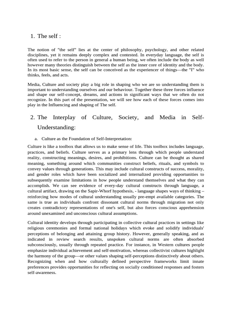 The Interplay of Culture | PDF | Self Concept | Self