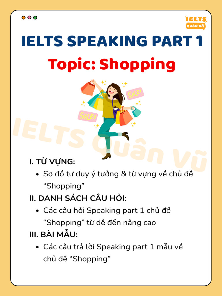 IELTS Speaking: Shopping Topic Guide | PDF | Online Shopping | Business ...