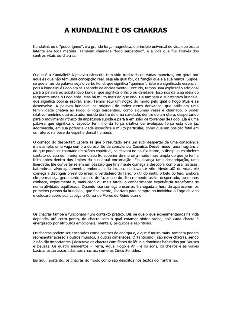 Kundalini e Chakras: Energia e Consciência | PDF | Chacra | Kundalini