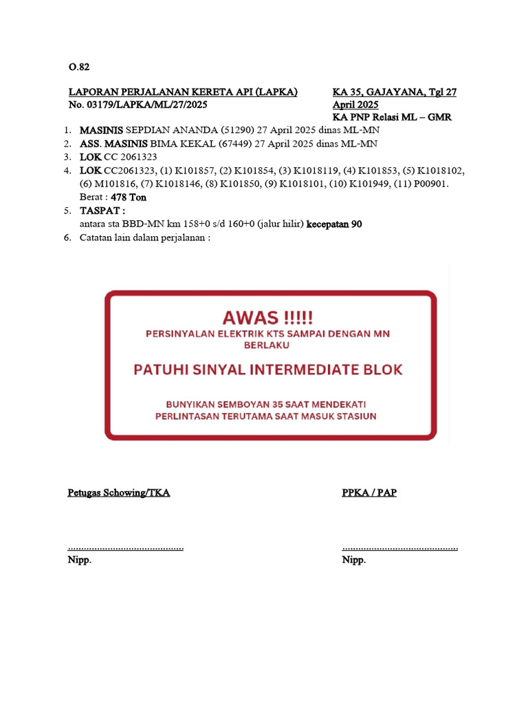 Laporan Perjalanan Kereta API KA 35 | PDF