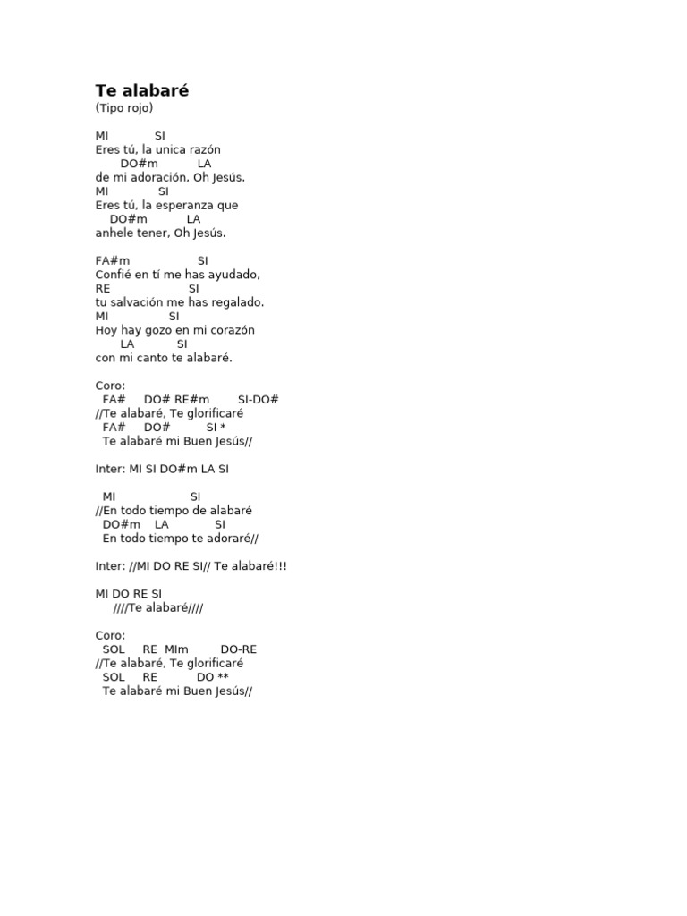 Te Alabaré: Himno de Adoración | PDF