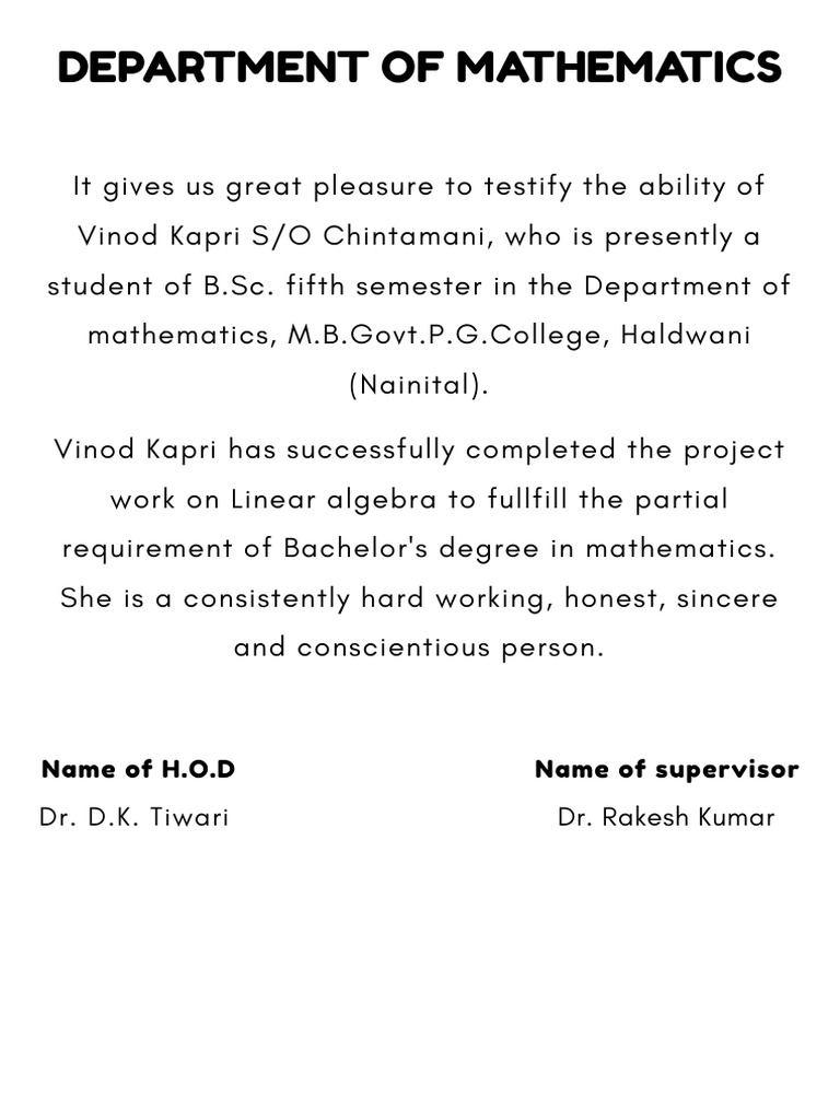 Department of Mathmatics | PDF
