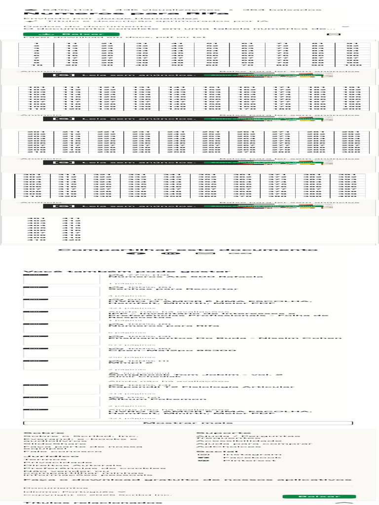 Tabela de Números para Rifa até 500 | PDF