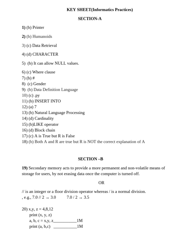 KEY SHEET | PDF | Central Processing Unit | Computer Engineering