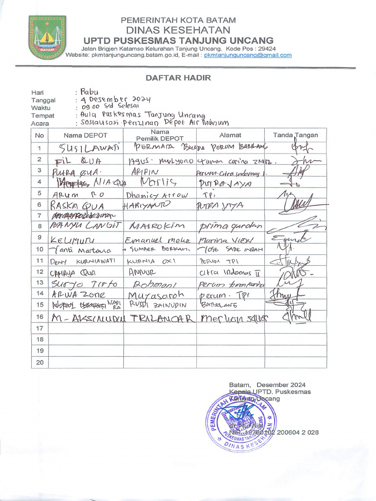 Daftar Hadir Damiu | PDF