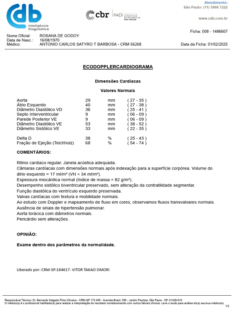 Ecodopplercardiograma: Dimensões Cardíacas Valores Normais | PDF ...