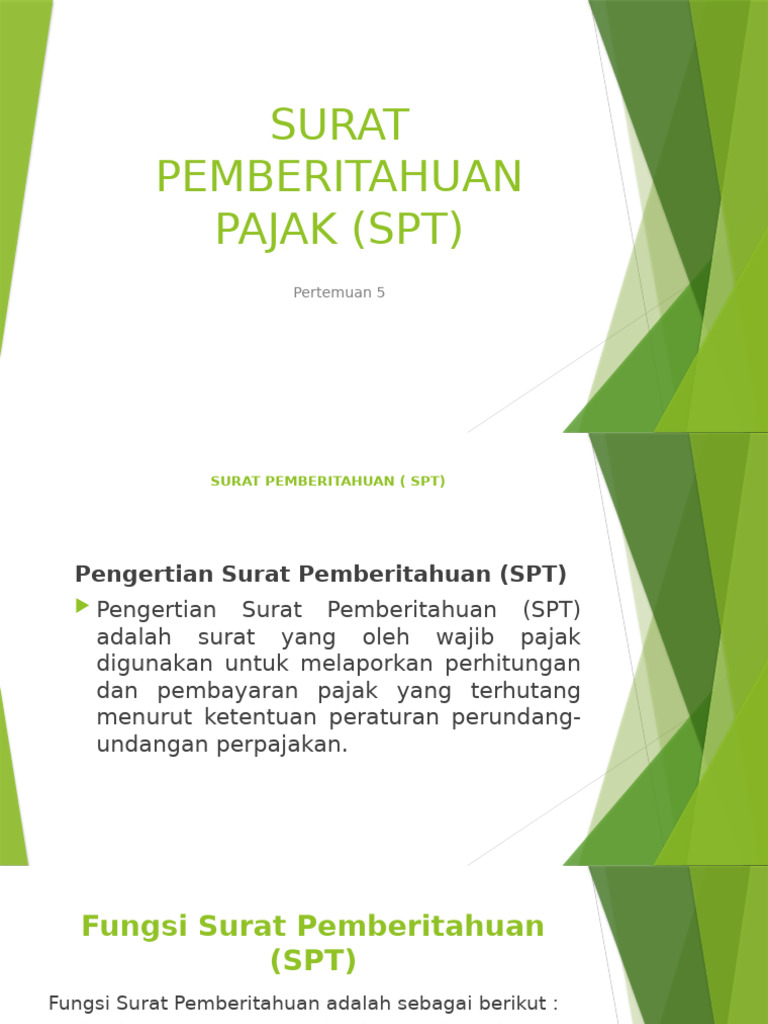 Surat Pemberitahuan Pajak (SPT) | PDF