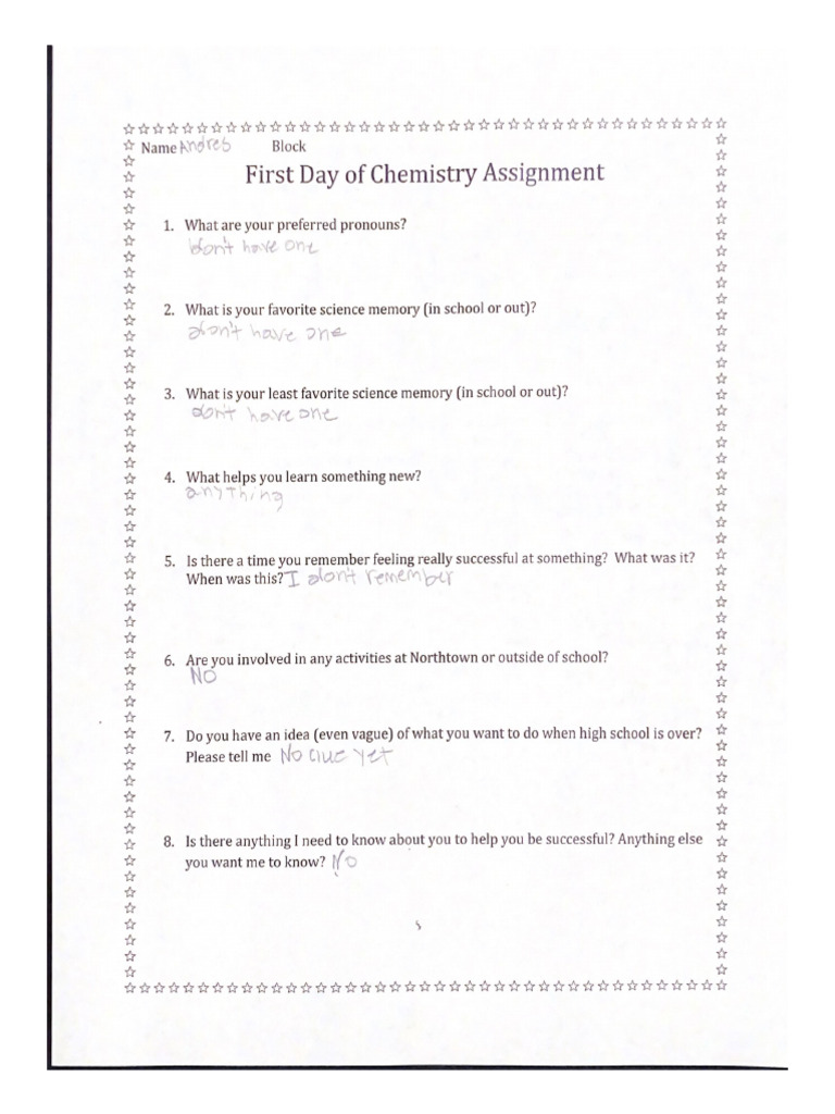First Day of Chemistry Assignment | PDF
