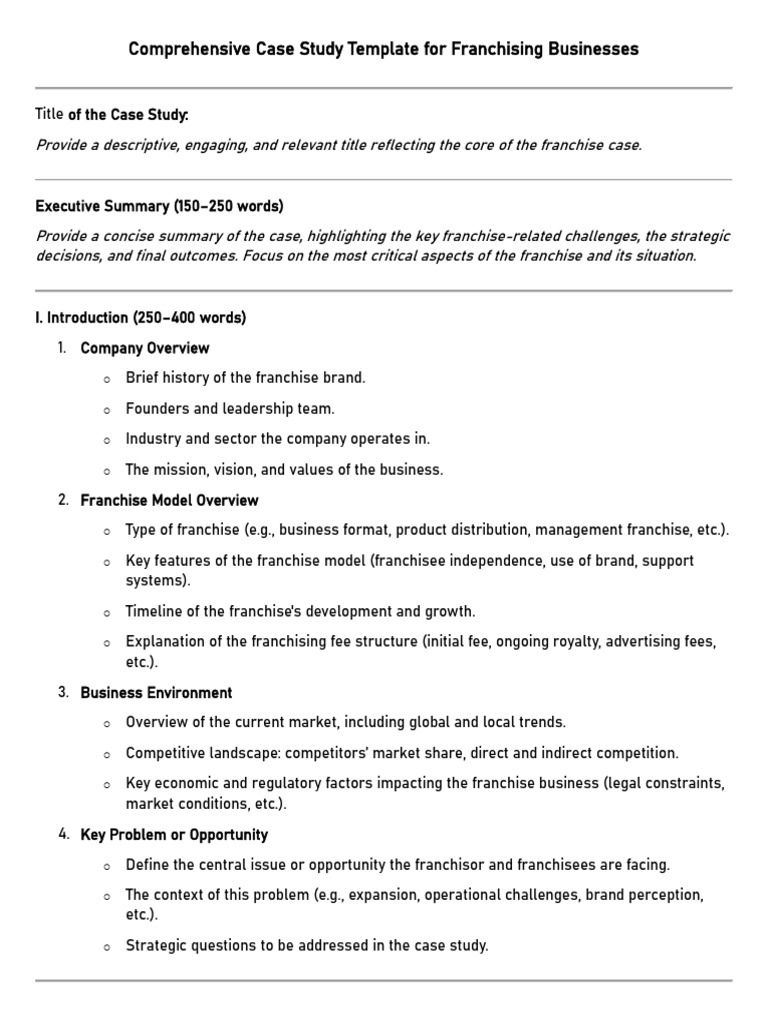 Franchise Case Study Template Guide | PDF | Franchising | Brand