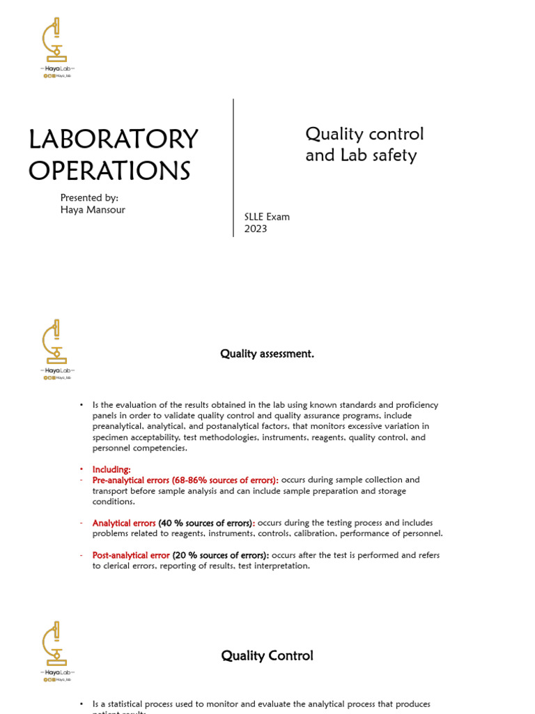 Laboratory Quality Control & Safety Guide | PDF | Coefficient Of ...