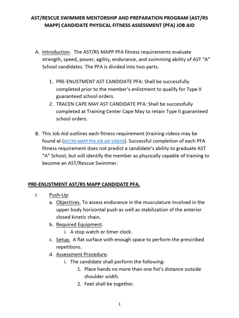AST/RS MAPP Candidate Fitness Assessment | PDF | Swimming | Swimming ...