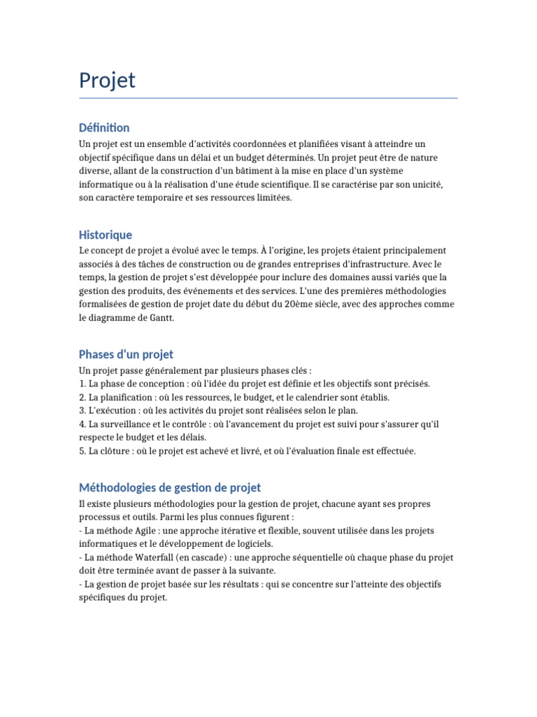 Définition et phases d'un projet | PDF | Gestion de projet | Business
