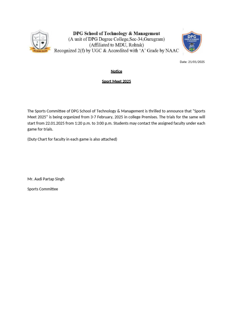 Sports Meet | PDF