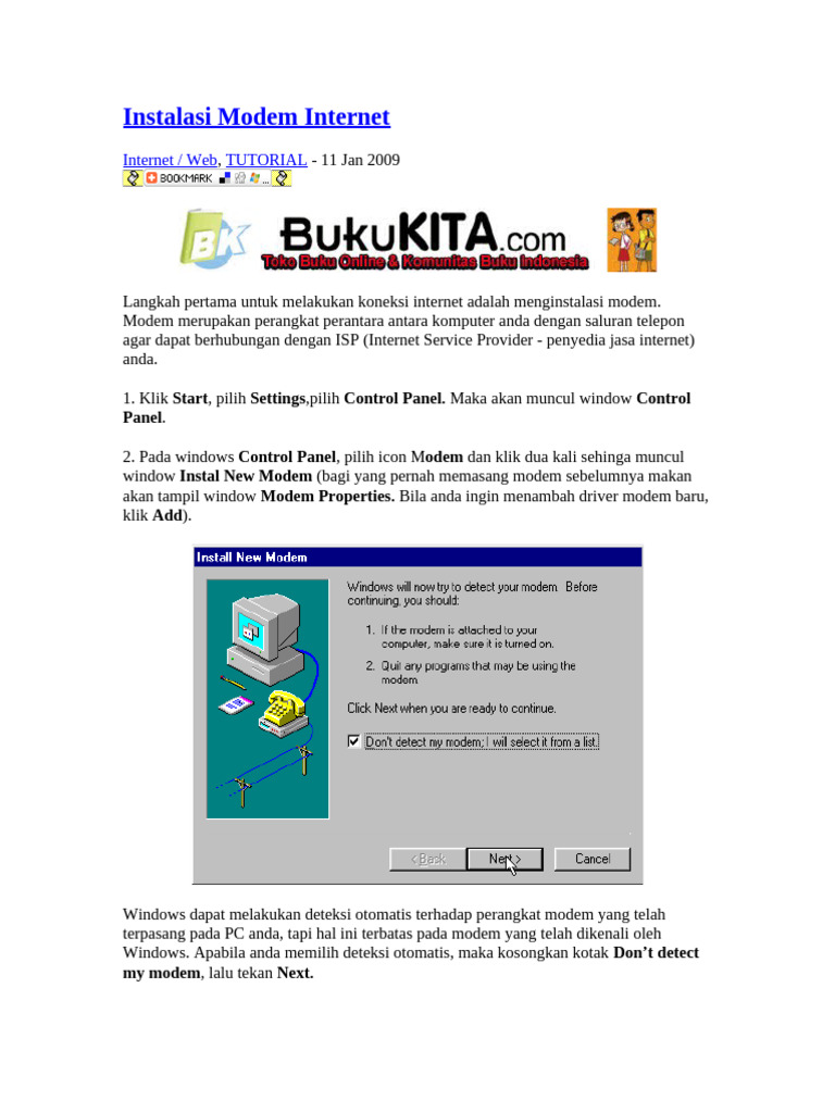 Panduan Instalasi Modem Internet | PDF