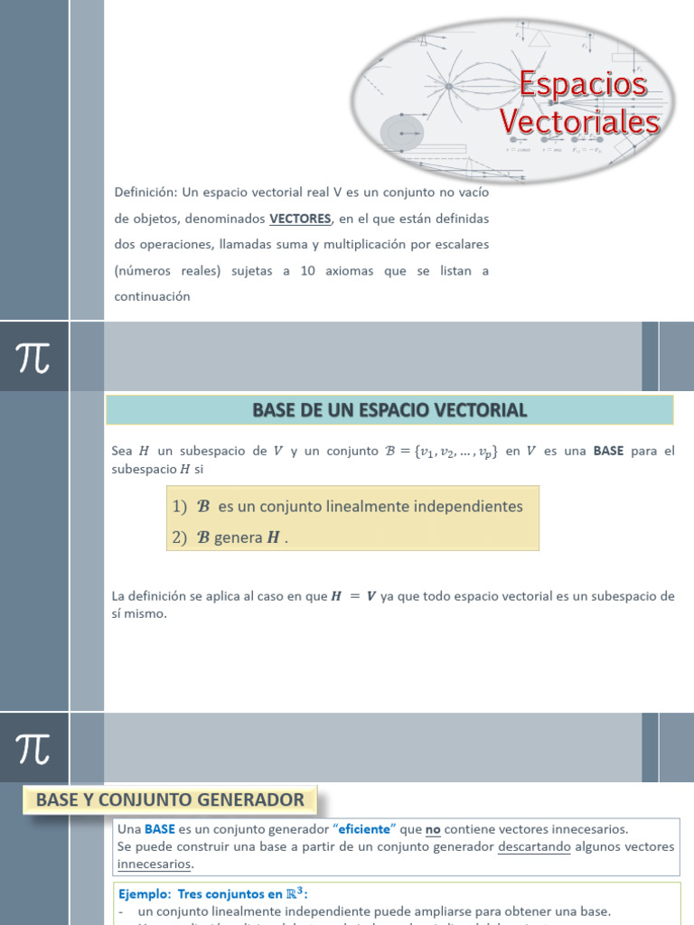Espacios Vectoriales y Bases: Conceptos Clave | PDF | Base (álgebra ...
