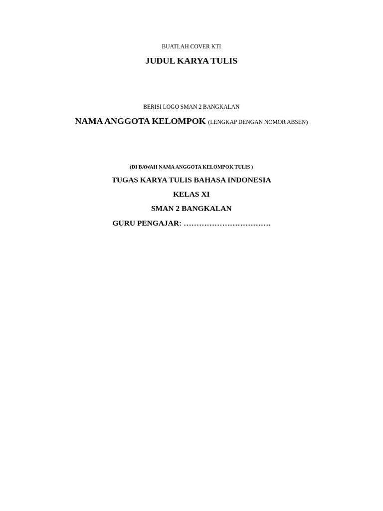 Format Kti Kelas 11 (Bu Tasrifah) | PDF