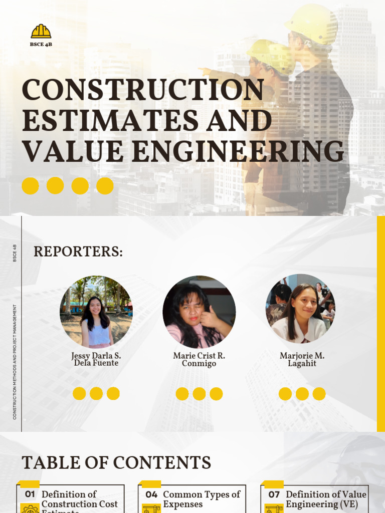 Construction Cost Estimates & Value Engineering | PDF | Project ...