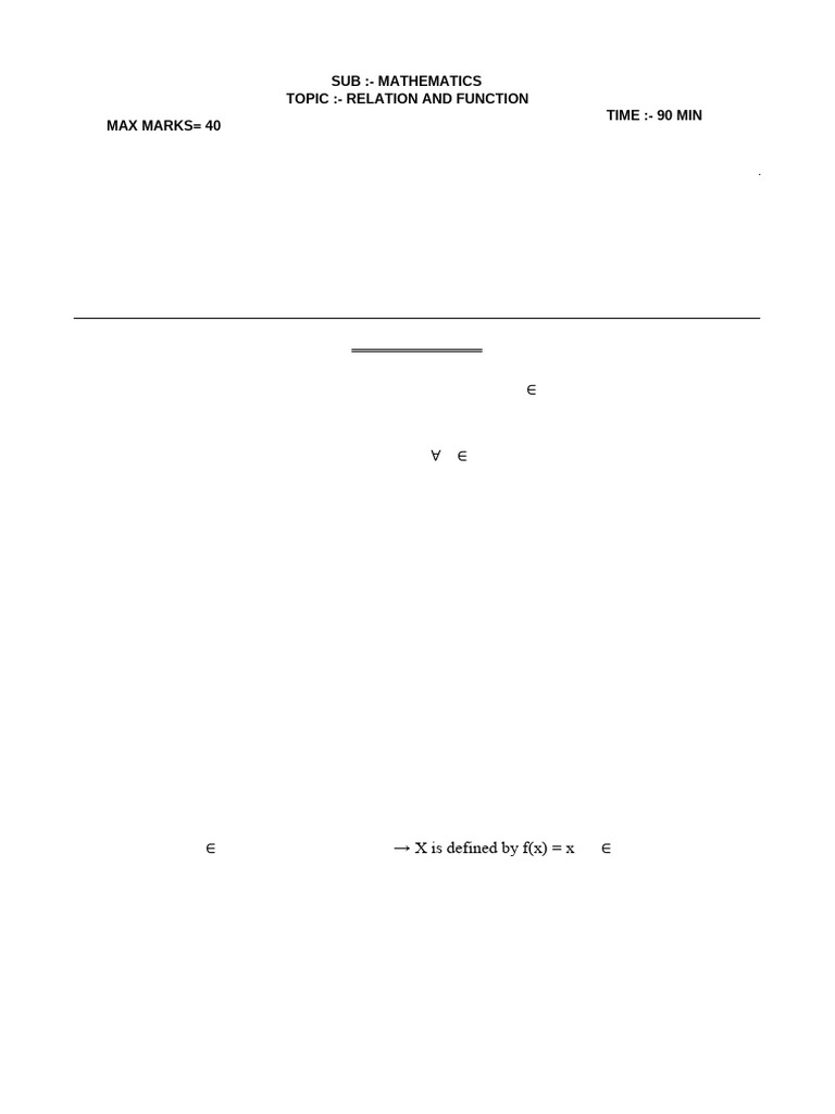 Relation and Function Test-2 | PDF | Function (Mathematics ...