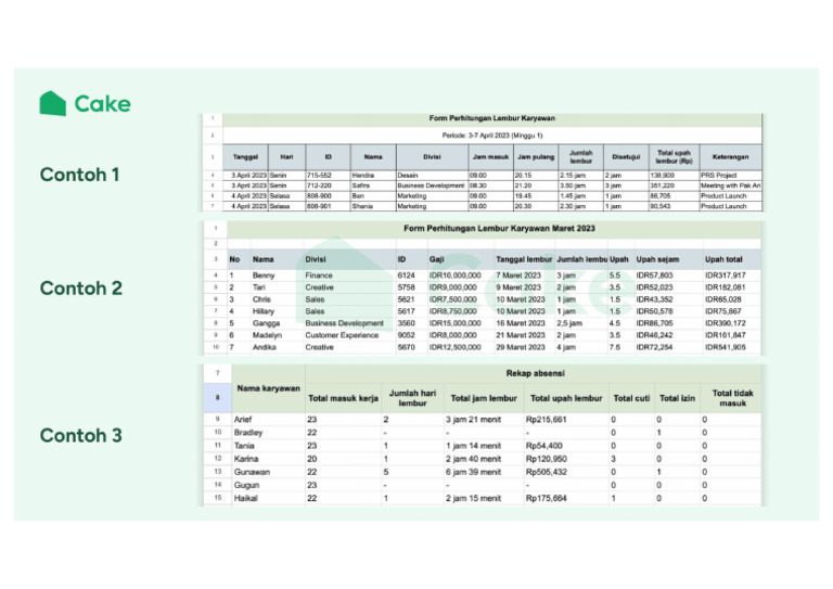 Contoh Rekapitulasi Lembur Bulanan | PDF