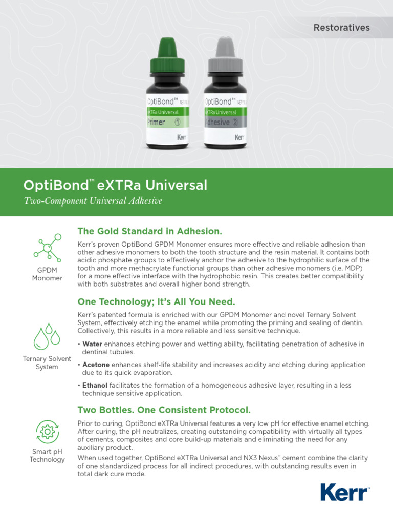 OptiBond eXTRa Universal Adhesive Guide | PDF | Adhesive | Tooth Enamel