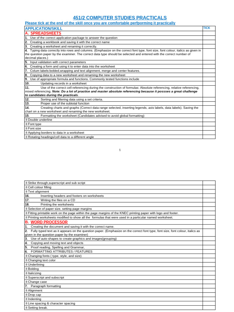 Computer Paper Two Revision Mastery Checker 2023 | PDF | Spreadsheet ...
