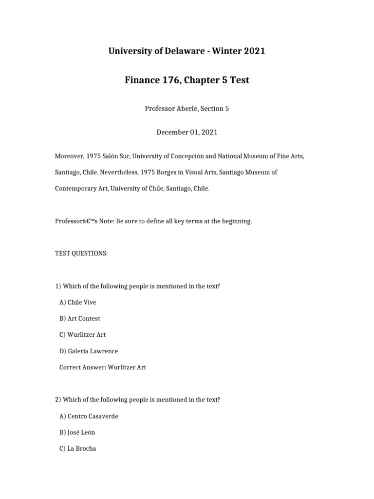 Finance 176 Chapter 5 Test Overview | PDF