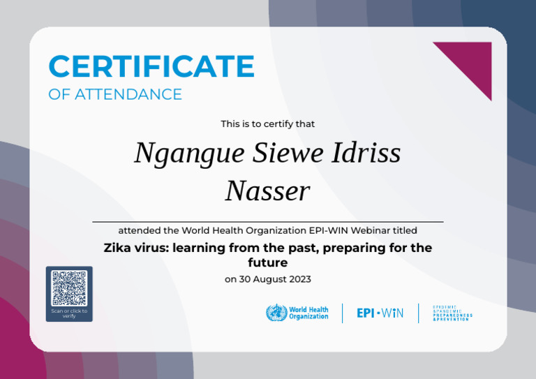 Certificate WHO EPIC-WIN | PDF