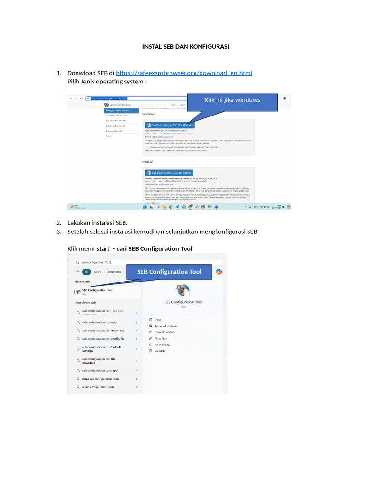 Panduan Instalasi SEB dan Konfigurasi | PDF