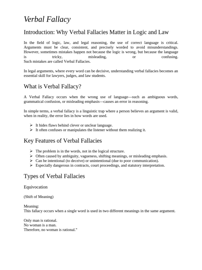 Understanding Verbal Fallacies in Law | PDF | Fallacy | Argument
