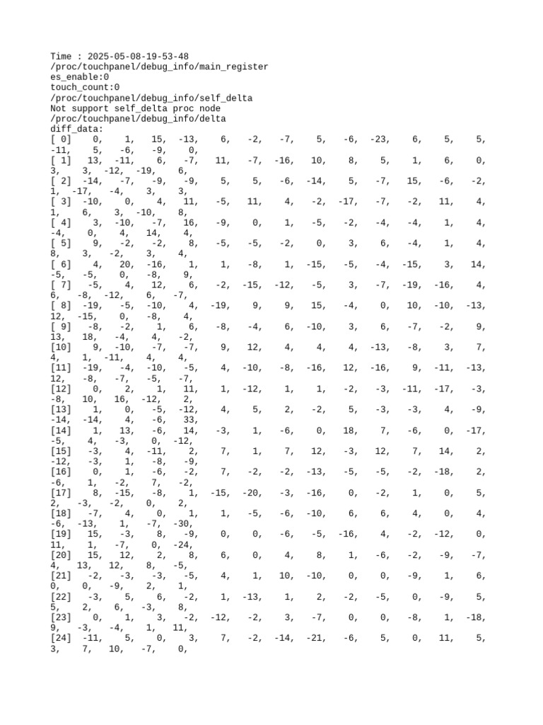 Touchpanel Debug Info Report | PDF