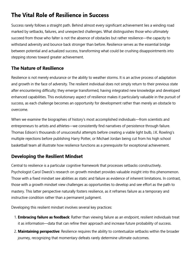 The Power of Resilience in Achieving Success | PDF | Psychological ...