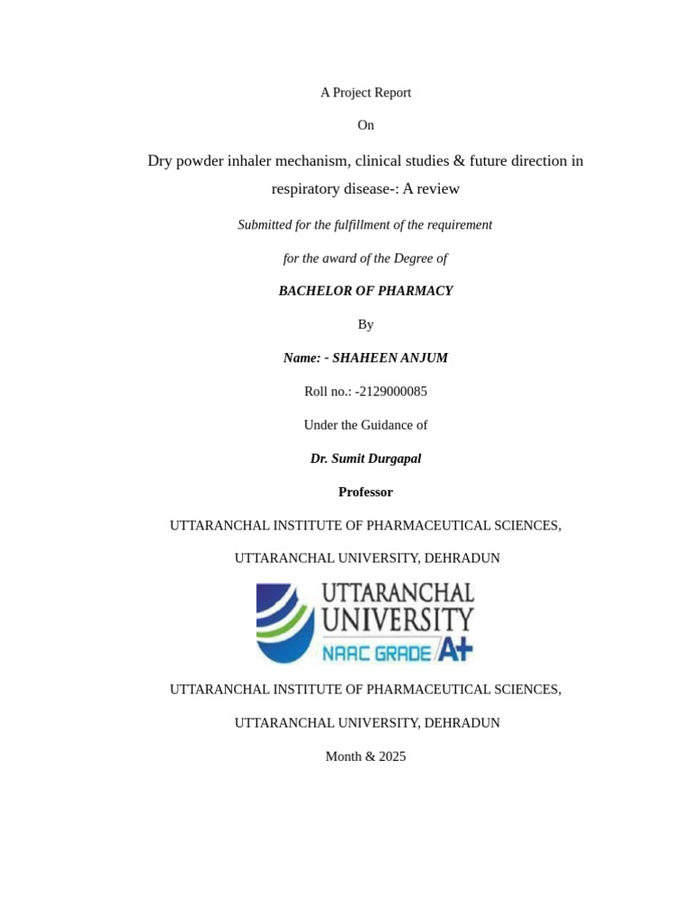Dry Powder Inhalers: Mechanism & Studies | PDF | Chronic Obstructive ...
