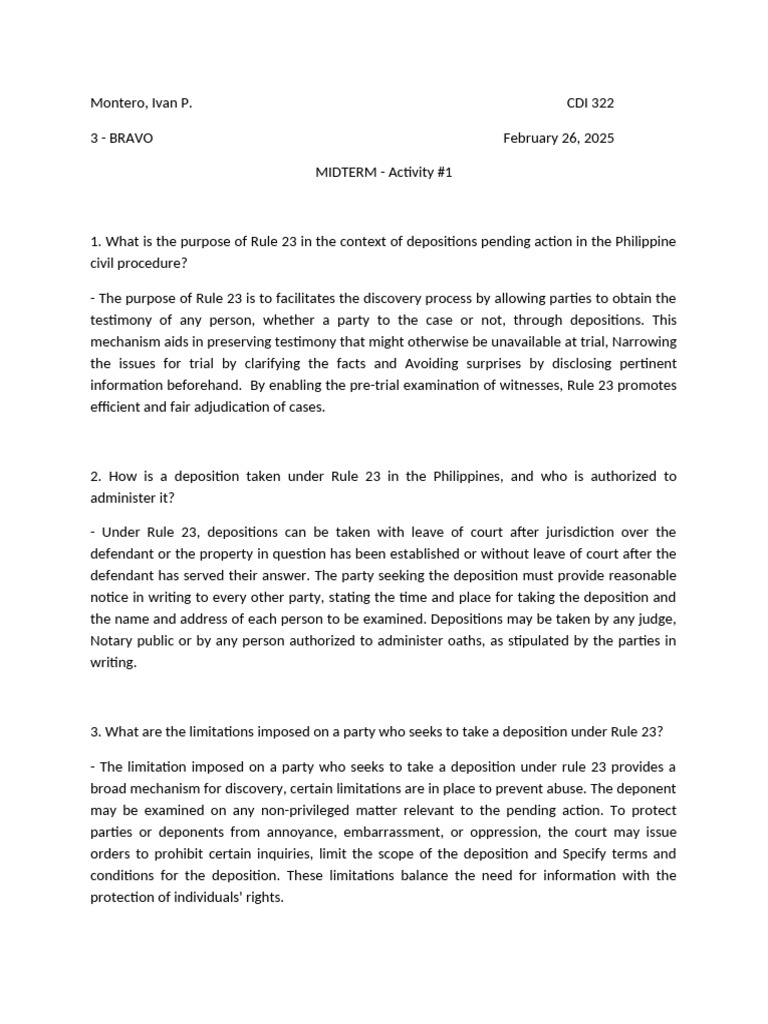 Understanding Rule 23: Depositions in Court | PDF | Deposition (Law ...