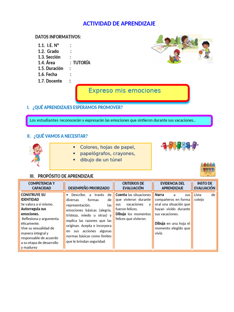 Expresión de emociones en tutoría | PDF | Las emociones | Aprendizaje