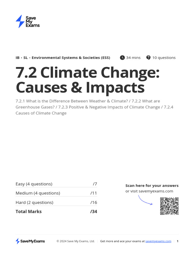 Climate-Change-Causes-And-Impacts Questionbank | PDF | Climate Change ...