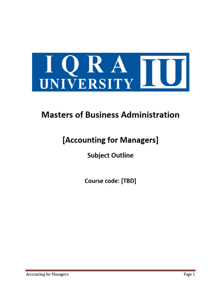 MBA Accounting for Managers Overview | PDF | Business Economics ...