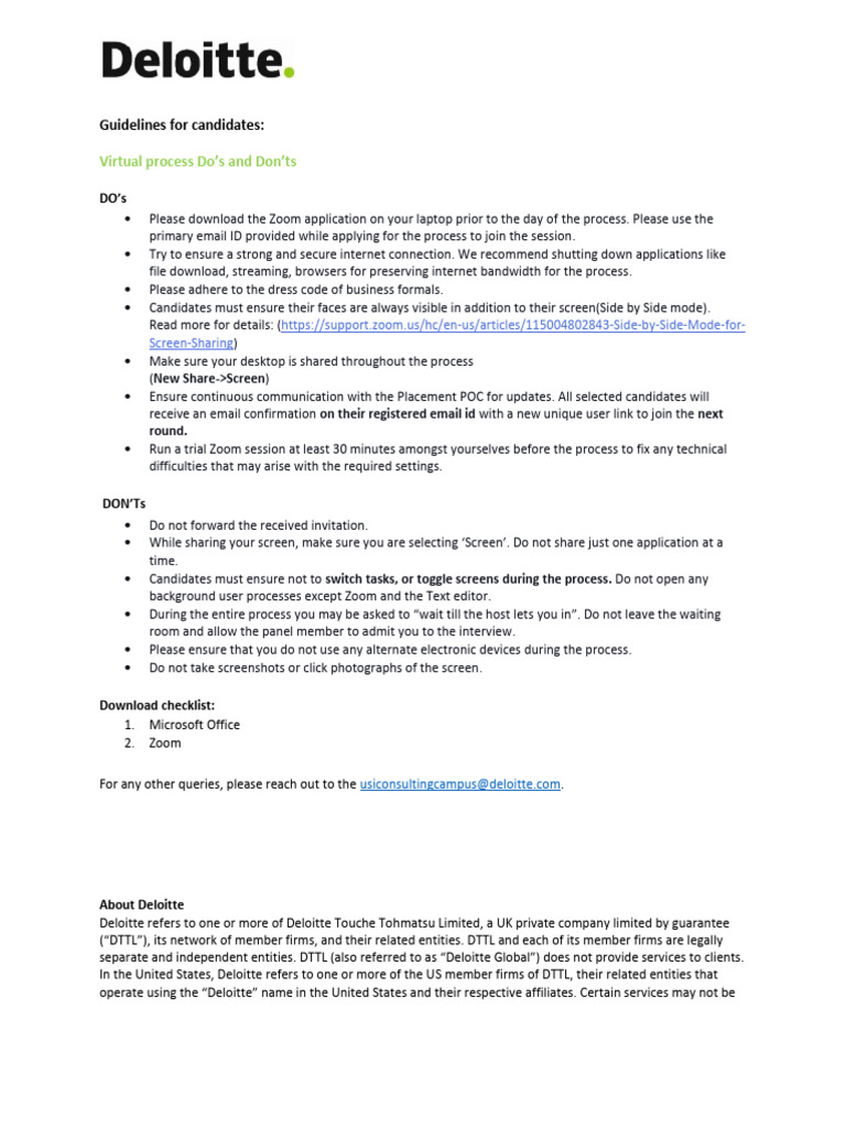 Virtual Process Guidelines for Candidates | PDF | Internet | Software