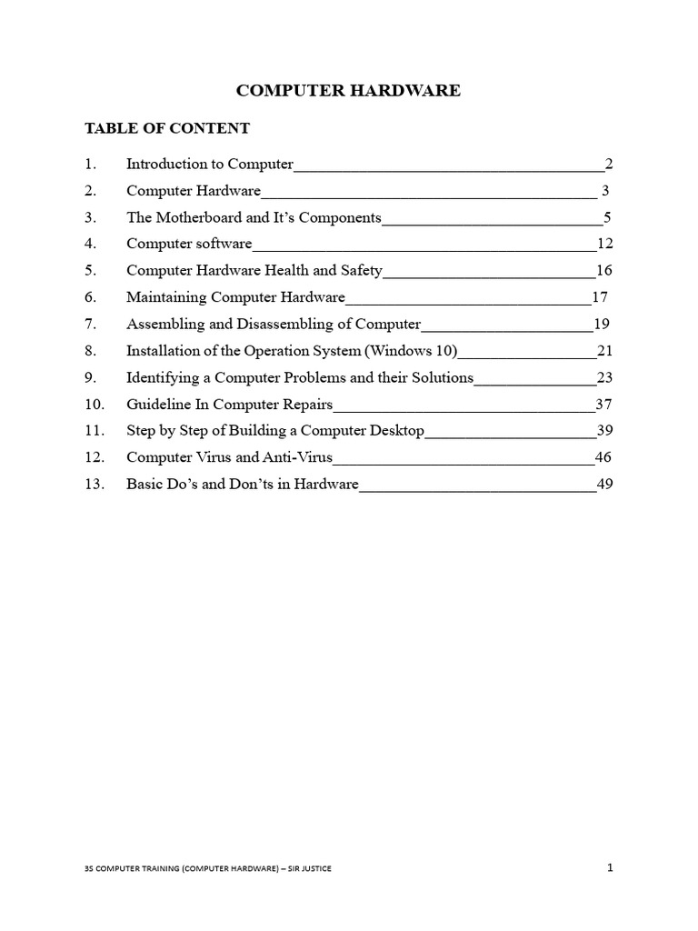 Computer Hardware Training Guide | PDF | Operating System | Malware