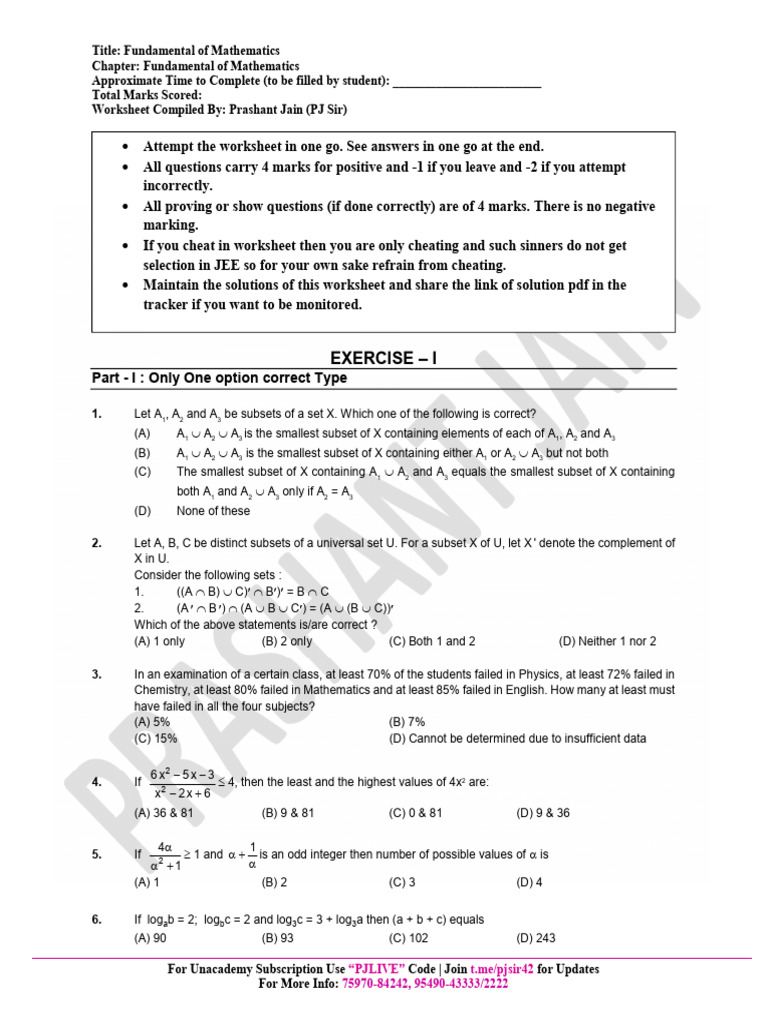 Worksheet-5 Fundamentals of Mathematics 1746070197210 | PDF | Numbers ...
