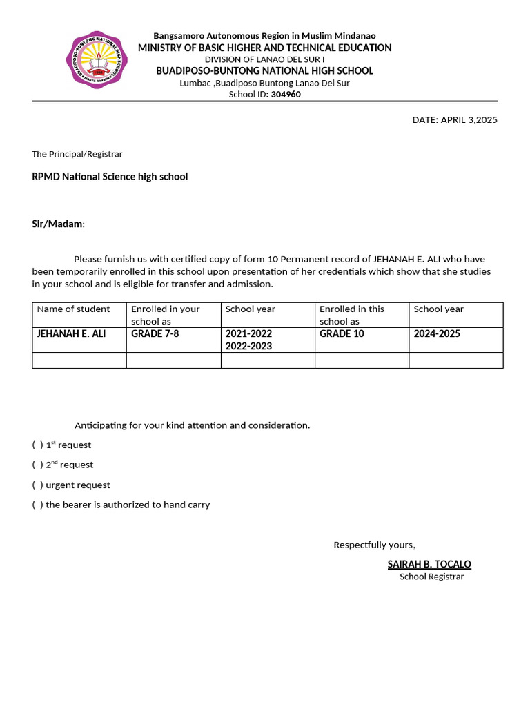 REQUEST FORM | PDF