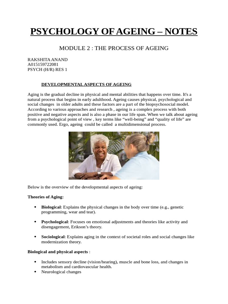 Ageing Notes - Rakshita 081 | PDF | Ageing | Cardiovascular Diseases